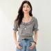 Elegant V-Neck Lace Knit Top for Women Chic and Youthful Look, Perfect for Petite Figures