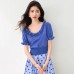 Elegant V-Neck Lace Knit Top for Women Chic and Youthful Look, Perfect for Petite Figures
