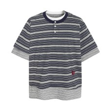 Splicing fake two striped short sleeves