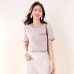Fashionable and Elegant Lightweight Luxury Style Beaded Short Sleeve Top with Round Neck, Chic Inner Wear