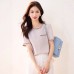 Fashionable and Elegant Lightweight Luxury Style Beaded Short Sleeve Top with Round Neck, Chic Inner Wear