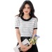 Round Neck Stripe Knit Short Sleeve Women's Slim Fit Versatile Unique Top Fashion
