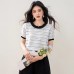 Round Neck Stripe Knit Short Sleeve Women's Slim Fit Versatile Unique Top Fashion
