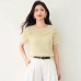 SweetTop Round Neck with Lace Trim Solid Color Versatile Short Sleeve Knitwear for Women