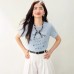 Round Neck Ice Silk Short Sleeve Knit Top for Women Fashionable Slimming Versatile Summer Top