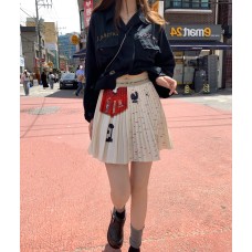 Ballet-Inspired Embroidered Waistband White Pleated Skirt with Unique Design