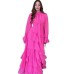 New spliced snow and wind high neck dress with a semi ruffled edge design