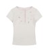 Women's Striped Crewneck Print Button-Decorated Short Sleeve Top Wholesale