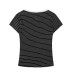 Women's Striped Crewneck Print Button-Decorated Short Sleeve Top Wholesale