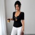 Solid Color Off-Shoulder Metal Buckle Faux Two-Piece Sleeveless Top for Women