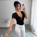 Solid Color Off-Shoulder Metal Buckle Faux Two-Piece Sleeveless Top for Women