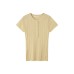 Solid Pink Round Neck Knit Short Sleeve Top for Women