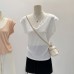 Lace Patchwork V-neck Short Sleeve Top for Women