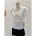 Lace Patchwork V-neck Short Sleeve Top for Women