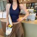 Ribbed V-Neck Pink Sleeveless Inner Layer Tank Top