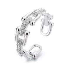 Micro inlaid zircon chain splicing ring