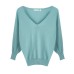 Deep V-Neck Loose Mid-Sleeve Knit Top Slim-Fitting Women's Tops