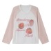 Fruit Print Cap Sleeve V-Neck Cover-Up, Loose Slimming Color-Blocking Sun Protection Long Sleeve Top
