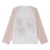 Fruit Print Cap Sleeve V-Neck Cover-Up, Loose Slimming Color-Blocking Sun Protection Long Sleeve Top