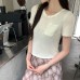 Back Split Unique Styling Round Neck Short Sleeve Knit Top