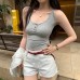 Style Buttoned U-Neck Sleeveless Tank Top Innerwear