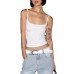 Soft Stretchy Crop Top with Thin Straps, Bodycon Fit Soft Stretchy Crop Top with Thin Straps, Bodycon Fit