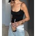 Soft Stretchy Crop Top with Thin Straps, Bodycon Fit Soft Stretchy Crop Top with Thin Straps, Bodycon Fit