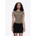 Tankair Soft Touch Stretchy Fitted Workout Crop Top with Cap Sleeves,