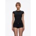 Tankair Soft Touch Stretchy Fitted Workout Crop Top with Cap Sleeves,