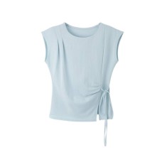 Belted Waist-Cinched Sleeveless V-Neck Top for Women