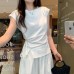 Belted Waist-Cinched Sleeveless V-Neck Top for Women