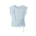 Belted Waist-Cinched Sleeveless V-Neck Top for Women