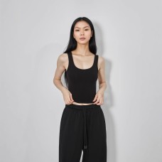 Kardashian-Inspired Casual Sporty Knit Elastic Ribbed Tank Top