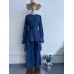 ComfortableCasual Autumn Solid Color Waist-Cinching Long Sleeve Batwing Top Set ComfortableCasual Autumn Solid Color Waist-Cinching Long Sleeve Batwing Top Set