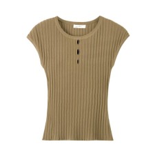 Round Neck Knit Top Women's Slim Fit Lightweight Hollow Out Top