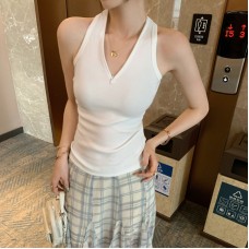 Unique Strapless V-Neck Zipper Sleeveless Vest