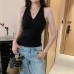 Unique Strapless V-Neck Zipper Sleeveless Vest