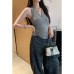 Unique Strapless V-Neck Zipper Sleeveless Vest