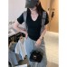 Pink V-Neck Regular Shoulder Slim Fit Short Sleeve T-Shirt Pink V-Neck Regular Shoulder Slim Fit Short Sleeve T-Shirt