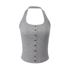 Style Neckline Strap Top Sleeveless Buttoned Casual Workwear Style Neckline Strap Top Sleeveless Buttoned Casual Workwear