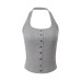 Style Neckline Strap Top Sleeveless Buttoned Casual Workwear Style Neckline Strap Top Sleeveless Buttoned Casual Workwear