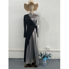 Patched Sequin Spring Long Sleeve Style Elegant Fashion Two-Piece Dress Feel