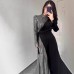 Patched Sequin Spring Long Sleeve Style Elegant Fashion Two-Piece Dress Feel