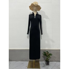 Slim-fitting bodycon V-neck dress, casual ribbed design comfortable long sleevemature fashion