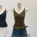 V-neck Red Inner Crop Top with Unique