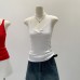 V-neck Red Inner Crop Top with Unique