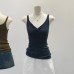 V-neck Red Inner Crop Top with Unique