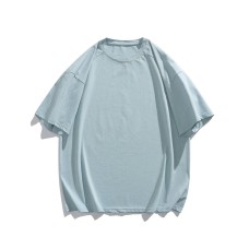 Simple Solid Color Basic Loose Fit Crew Neck Casual Short Sleeve