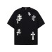 Cross sticker embroidered short sleeved pure cotton