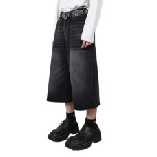 Casual Solid Color Deep Blue Denim